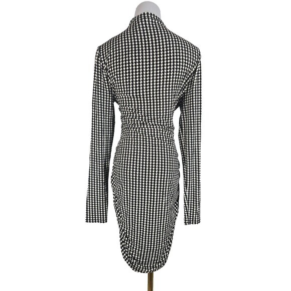 Veronica‎ Beard Houndstooth Ruched Dress Size Medium Black and White - Picture 5 of 9